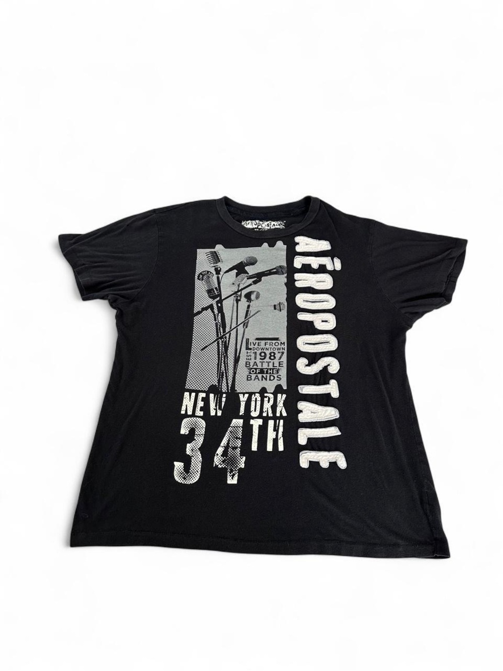Aeropostale Black Graphic Tee with White New York 34th Print
